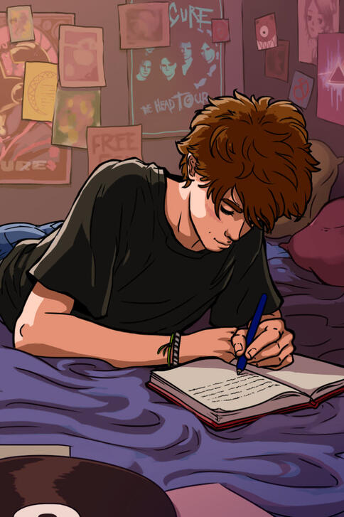 Cartoon style illustration: $50
